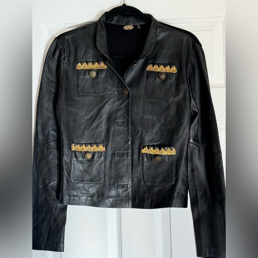 One girl who genuine leather sweater jacket